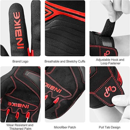Breathable Mesh Motorcycle Gloves Touchscreen with TPR Palm Pad Hard Knuckle-Red-Medium - Image 9