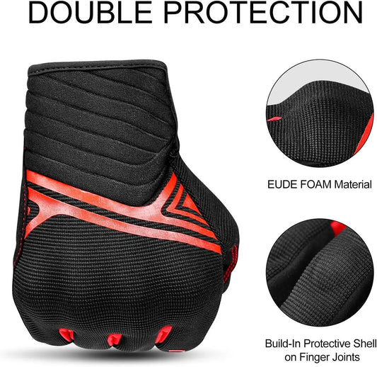Breathable Mesh Motorcycle Gloves Touchscreen with TPR Palm Pad Hard Knuckle-Red-Large - Image 8