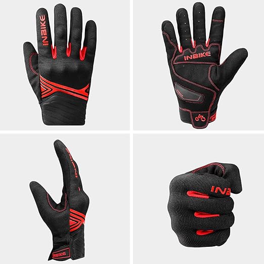 Breathable Mesh Motorcycle Gloves Touchscreen with TPR Palm Pad Hard Knuckle-Red-XLarge - Image 7