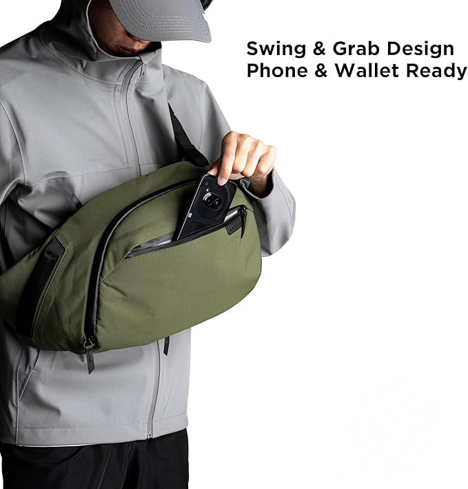 Crossbody Left Shoulder 7.5L - Crossbody Bag Men,Sling Backpack - Fits 12" Tablet - Single Shoulder-Green - Image 2