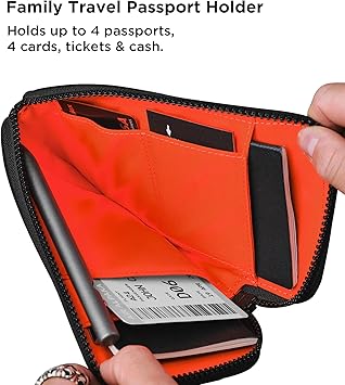 Travel Wallet - RFID Passport Holder, Self Locking Zipper Wear & Tear-Resistant Material, 3 Passport Pockets and 3 Card Slots - HUB Accessories-Green - Image 4