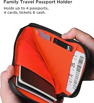 Travel Wallet - RFID Passport Holder, Self Locking Zipper Wear & Tear-Resistant Material, 3 Passport Pockets and 4 Card Slots - HUB Accessories-Blue  - Image 2