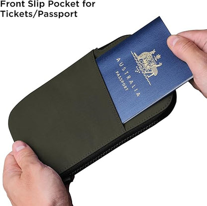 Travel Wallet - RFID Passport Holder, Self Locking Zipper Wear & Tear-Resistant Material, 3 Passport Pockets and 4 Card Slots - HUB Accessories-Blue  - Image 3