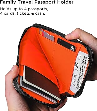 Travel Wallet - RFID Passport Holder, Self Locking Zipper Wear & Tear-Resistant Material, 3 Passport Pockets and 5 Card Slots - HUB Accessories-Grey - Image 3