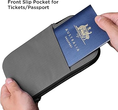 Travel Wallet - RFID Passport Holder, Self Locking Zipper Wear & Tear-Resistant Material, 3 Passport Pockets and 5 Card Slots - HUB Accessories-Grey - Image 4