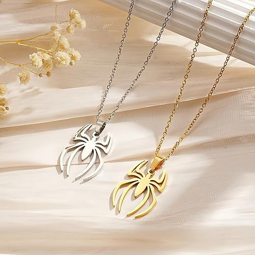 Spider Pendant Necklace Surgical Steel Superhero Spiderman Jewelry for Kids-1 pair - Image 2