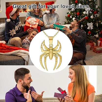 Spider Pendant Necklace Surgical Steel Superhero Spiderman Jewelry for Kids- Gold-A - Image 4