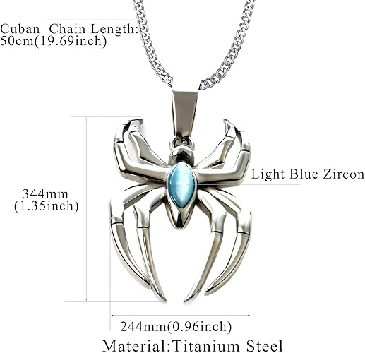 Spider Pendant Necklace Surgical Steel Superhero Spiderman Jewelry for Kids- Silver B - Image 2