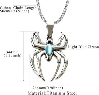 Spider Pendant Necklace Surgical Steel Superhero Spiderman Jewelry for Kids- Silver B - Image 2