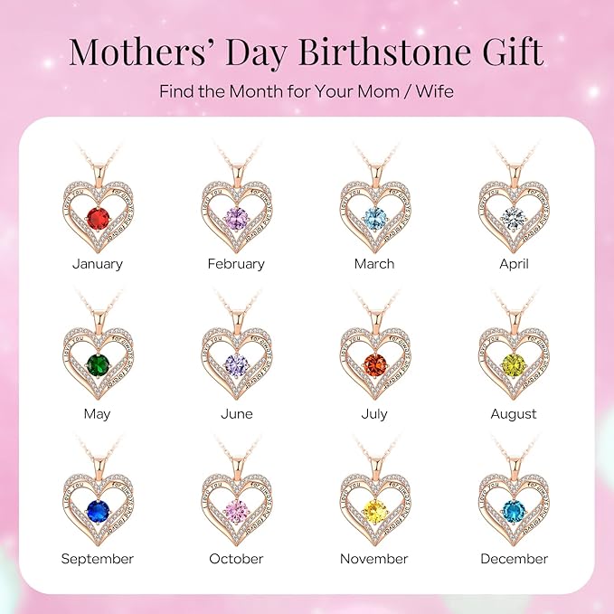 18K Rose Gold Necklaces for Women, 925 Sterling Silver Gifts for Mothers Day, Jewelry for Wife Mom Her Girlfriend, Birthstone Diamond Necklace for Birthday Anniversary, Heart Pendant Jewelry-FEB - Image 5