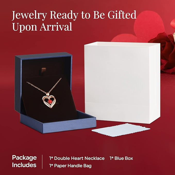 18K Rose Gold Necklaces for Women, 925 Sterling Silver Gifts for Mothers Day, Jewelry for Wife Mom Her Girlfriend, Birthstone Diamond Necklace for Birthday Anniversary, Heart Pendant Jewelry-FEB - Image 6