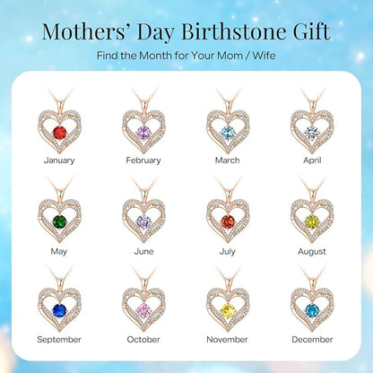18K Rose Gold Necklaces for Women, 925 Sterling Silver Gifts for Mothers Day, Jewelry for Wife Mom Her Girlfriend, Birthstone Diamond Necklace for Birthday Anniversary, Heart Pendant Jewelry-MAR - Image 3