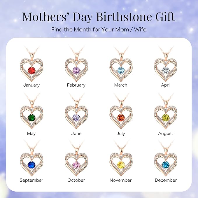 18K Rose Gold Necklaces for Women, 925 Sterling Silver Gifts for Mothers Day, Jewelry for Wife Mom Her Girlfriend, Birthstone Diamond Necklace for Birthday Anniversary, Heart Pendant Jewelry-JUN - Image 3