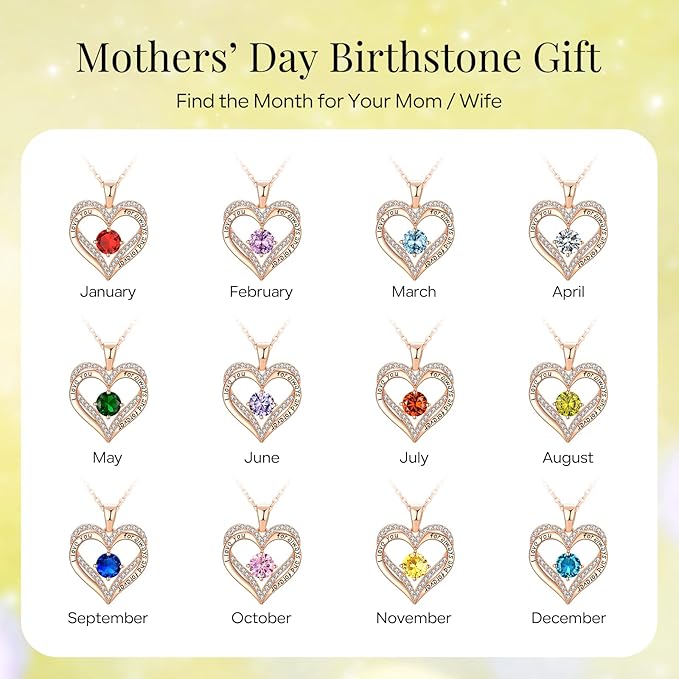 18K Rose Gold Necklaces for Women, 926 Sterling Silver Gifts for Mothers Day, Jewelry for Wife Mom Her Girlfriend, Birthstone Diamond Necklace for Birthday Anniversary, Heart Pendant Jewelry-AUG - Image 3