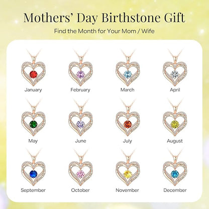 18K Rose Gold Necklaces for Women, 926 Sterling Silver Gifts for Mothers Day, Jewelry for Wife Mom Her Girlfriend, Birthstone Diamond Necklace for Birthday Anniversary, Heart Pendant Jewelry-AUG - Image 3