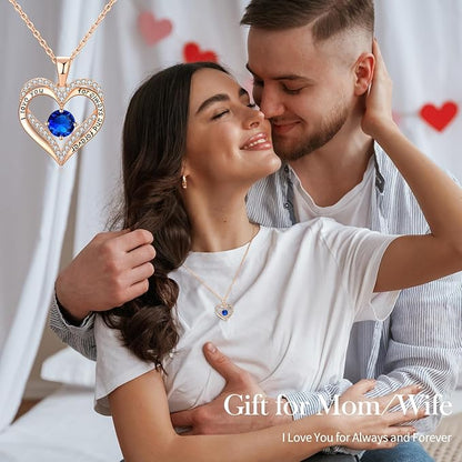 18K Rose Gold Necklaces for Women, 927 Sterling Silver Gifts for Mothers Day, Jewelry for Wife Mom Her Girlfriend, Birthstone Diamond Necklace for Birthday Anniversary, Heart Pendant Jewelry-SEP - Image 2