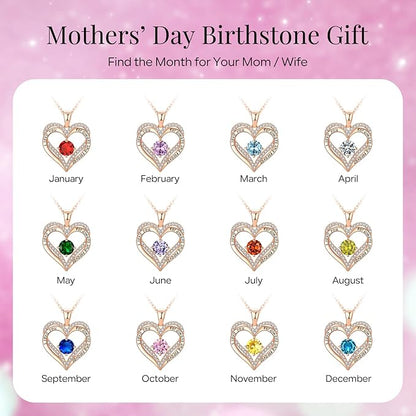 18K Rose Gold Necklaces for Women, 928 Sterling Silver Gifts for Mothers Day, Jewelry for Wife Mom Her Girlfriend, Birthstone Diamond Necklace for Birthday Anniversary, Heart Pendant Jewelry-OCT - Image 4