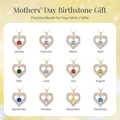 18K Rose Gold Necklaces for Women, 929 Sterling Silver Gifts for Mothers Day, Jewelry for Wife Mom Her Girlfriend, Birthstone Diamond Necklace for Birthday Anniversary, Heart Pendant Jewelry-NOV - Image 4