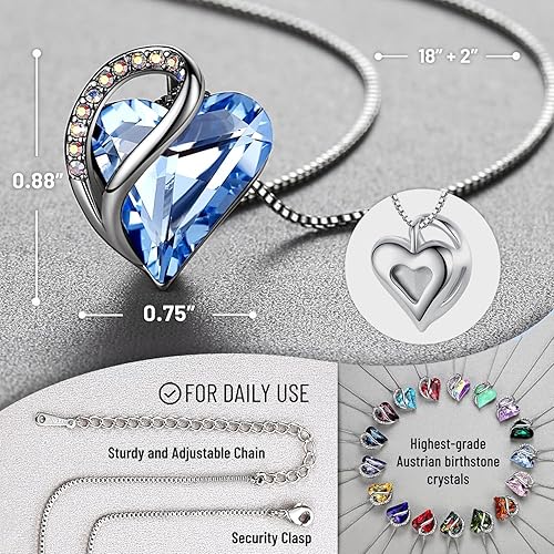 Infinity Love Heart Necklace, Birthstone Necklace for Women, Jewelry for Women with Healing Crystals, Allergy Free Pendant Necklace-02b-February-Tanzanite Purple-03-March & December-Light Sapphire Blue - Image 2
