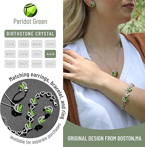 Infinity Love Heart Necklace, Birthstone Necklace for Women, Jewelry for Women with Healing Crystals, Allergy Free Pendant Necklace-08a-August-Peridot Green - Image 3