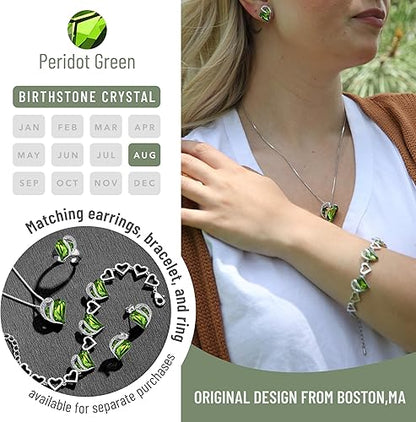 Infinity Love Heart Necklace, Birthstone Necklace for Women, Jewelry for Women with Healing Crystals, Allergy Free Pendant Necklace-08a-August-Peridot Green - Image 3
