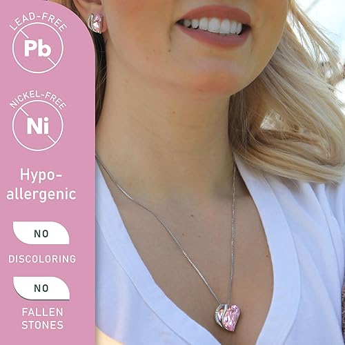 Infinity Love Heart Necklace, Birthstone Necklace for Women, Jewelry for Women with Healing Crystals, Allergy Free Pendant Necklace-10a-October-Rose Quartz Pink - Image 2