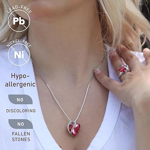 Infinity Love Heart Necklace, Birthstone Necklace for Women, Jewelry for Women with Healing Crystals, Allergy Free Pendant Necklace-10b-October-Tourmaline Pink - Image 2
