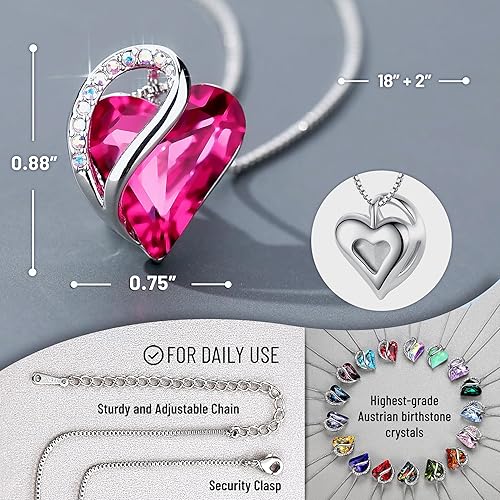 Infinity Love Heart Necklace, Birthstone Necklace for Women, Jewelry for Women with Healing Crystals, Allergy Free Pendant Necklace-10b-October-Tourmaline Pink - Image 4