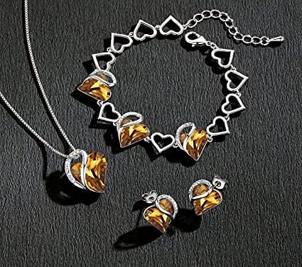 Infinity Love Heart Necklace, Birthstone Necklace for Women, Jewelry for Women with Healing Crystals, Allergy Free Pendant Necklace-11a-November-Amber Brown - Image 5