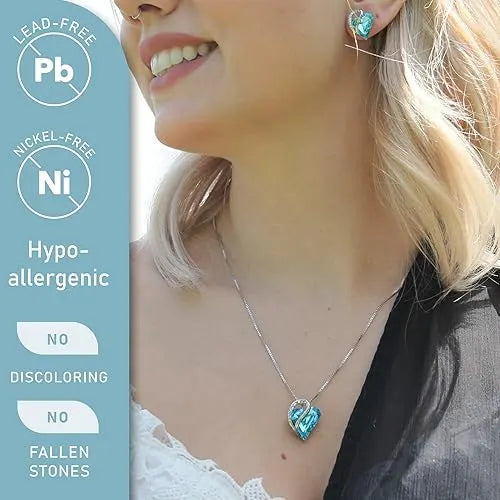 Infinity Love Heart Necklace, Birthstone Necklace for Women, Jewelry for Women with Healing Crystals, Allergy Free Pendant Necklace-12a-December-Aquamarine Blue - Image 2