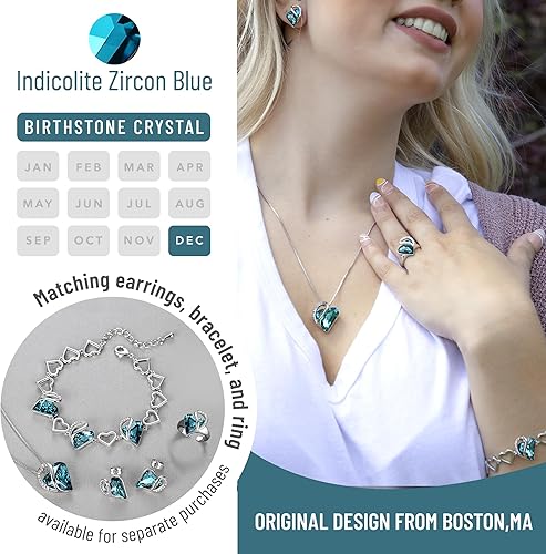 Infinity Love Heart Necklace, Birthstone Necklace for Women, Jewelry for Women with Healing Crystals, Allergy Free Pendant Necklace-12b-December-Indicolite Zircon Blue - Image 2