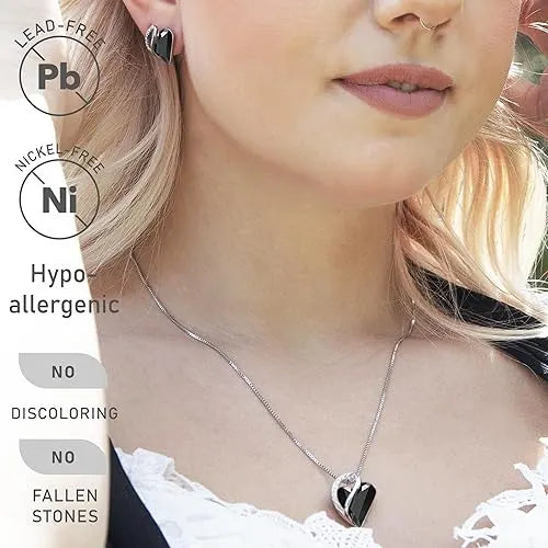 Infinity Love Heart Necklace, Birthstone Necklace for Women, Jewelry for Women with Healing Crystals, Allergy Free Pendant Necklace-13b-Protection-Jet Black - Image 2