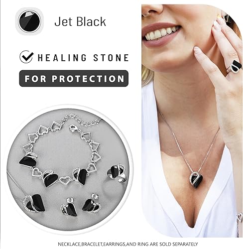 Infinity Love Heart Necklace, Birthstone Necklace for Women, Jewelry for Women with Healing Crystals, Allergy Free Pendant Necklace-13b-Protection-Jet Black - Image 3