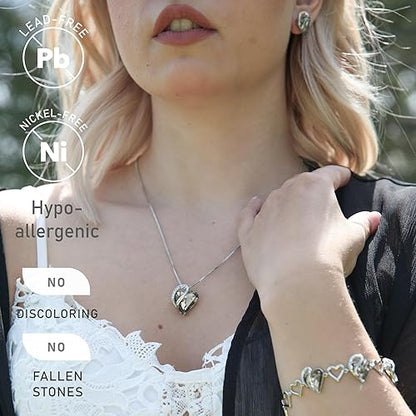 Infinity Love Heart Necklace, Birthstone Necklace for Women, Jewelry for Women with Healing Crystals, Allergy Free Pendant Necklace-13c-Protection-Crystal Black - Image 2