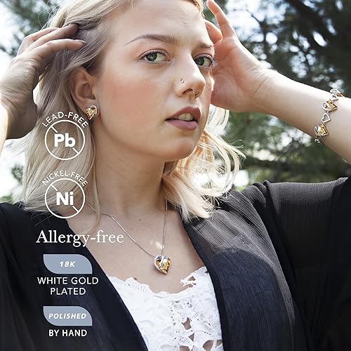 Infinity Love Heart Necklace, Birthstone Necklace for Women, Jewelry for Women with Healing Crystals, Allergy Free Pendant Necklace-14-Power-Golden Yellow Shade - Image 2