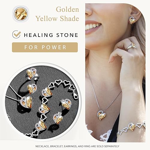 Infinity Love Heart Necklace, Birthstone Necklace for Women, Jewelry for Women with Healing Crystals, Allergy Free Pendant Necklace-14-Power-Golden Yellow Shade - Image 3