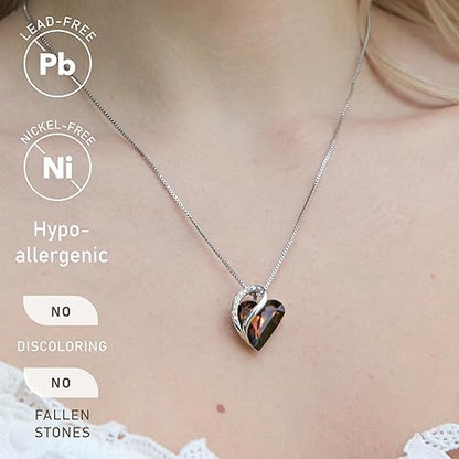 Infinity Love Heart Necklace, Birthstone Necklace for Women, Jewelry for Women with Healing Crystals, Allergy Free Pendant Necklace-15-Stress Relief-Dark Topaz Brown - Image 2