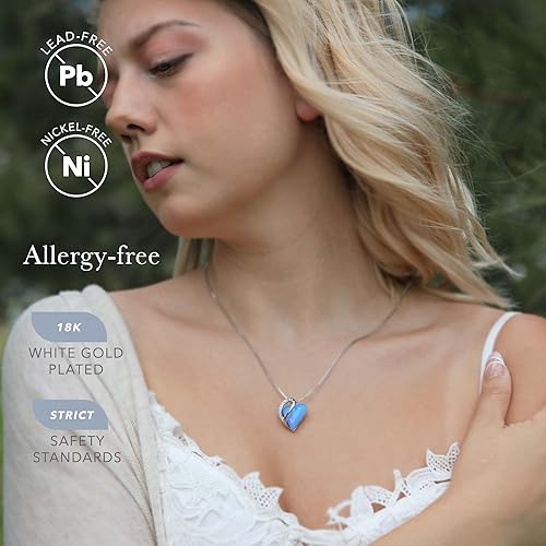 Infinity Love Heart Necklace, Birthstone Necklace for Women, Jewelry for Women with Healing Crystals, Allergy Free Pendant Necklace-18-Communication-Owyhee Opal Blue - Image 2
