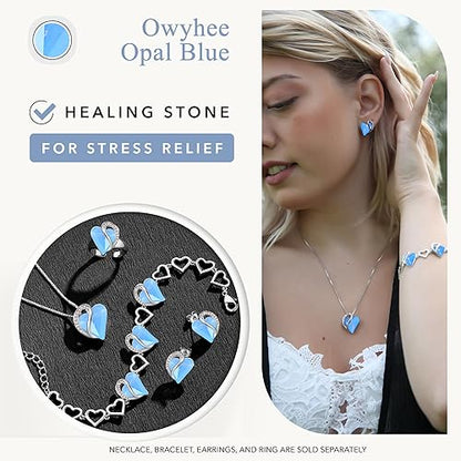 Infinity Love Heart Necklace, Birthstone Necklace for Women, Jewelry for Women with Healing Crystals, Allergy Free Pendant Necklace-18-Communication-Owyhee Opal Blue - Image 3