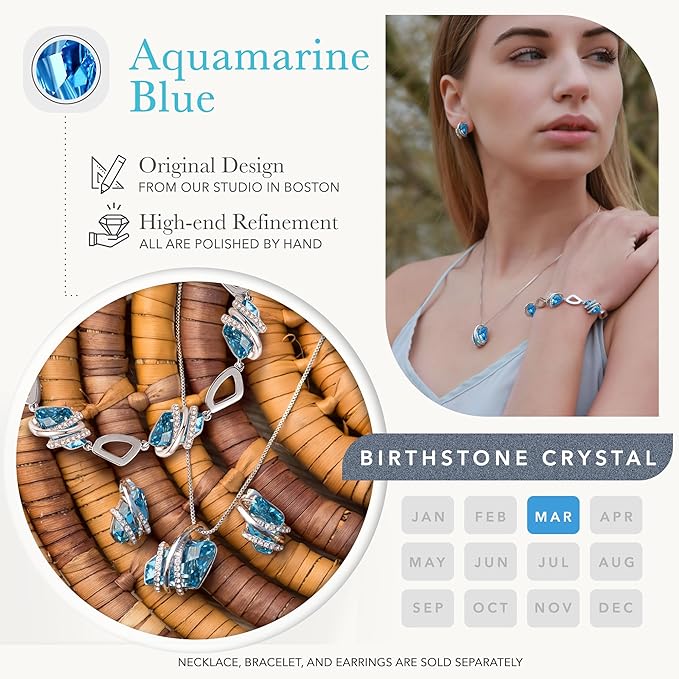 Wish Stone Pendant Necklace, Necklaces for Women with Birthstone Crystals, Allergy-Free Jewelry for Women with Gift Box, 19K Rose Gold Plated or Silver-tone Birthstone Necklace for Women-03-March December Birthstone - Image 2
