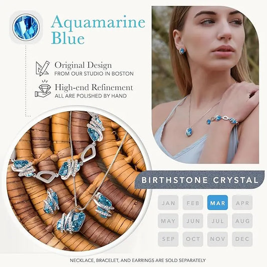Wish Stone Pendant Necklace, Necklaces for Women with Birthstone Crystals, Allergy-Free Jewelry for Women with Gift Box, 19K Rose Gold Plated or Silver-tone Birthstone Necklace for Women-03-March December Birthstone - Image 2