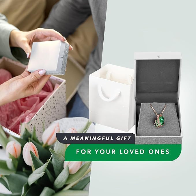 Wish Stone Pendant Necklace, Necklaces for Women with Birthstone Crystals, Allergy-Free Jewelry for Women with Gift Box, 21K Rose Gold Plated or Silver-tone Birthstone Necklace for Women-05-May Birthstone-Emerald Green - Image 5