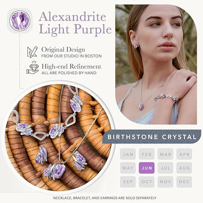 Wish Stone Pendant Necklace, Necklaces for Women with Birthstone Crystals, Allergy-Free Jewelry for Women with Gift Box, 22K Rose Gold Plated or Silver-tone Birthstone Necklace for Women-06-June Birthstone-Alexandrite Light - Image 2