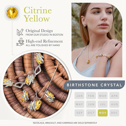 Wish Stone Pendant Necklace, Necklaces for Women with Birthstone Crystals, Allergy-Free Jewelry for Women with Gift Box, 27K Rose Gold Plated or Silver-tone Birthstone Necklace for Women-11-November Birthstone-Citrine Yellow - Image 3