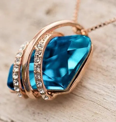 Wish Stone Pendant Necklace, Necklaces for Women with Birthstone Crystals, Allergy-Free Jewelry for Women with Gift Box, 28K Rose Gold Plated or Silver-tone Birthstone Necklace for Women- 12-December Birthstone-Zircon Blue - Image 4