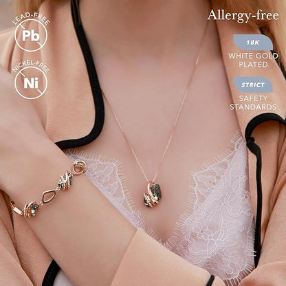 Wish Stone Pendant Necklace, Necklaces for Women with Birthstone Crystals, Allergy-Free Jewelry for Women with Gift Box, 29K Rose Gold Plated or Silver-tone Birthstone Necklace for Women-Healing Stone for Protection - Silver Black - Image 2