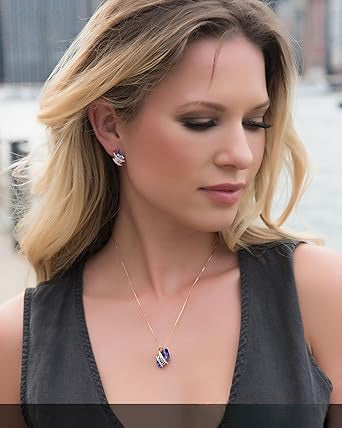 Infinity Love Heart Birthstone Earrings for Women, Crystal Stud Earrings with Healing Stones, Allergy-Free Jewelry for Women with Gift Box, Silver-tone Birthstone Crystals Earrings-02-February Birthstone-Tanzanite Purple - Image 3