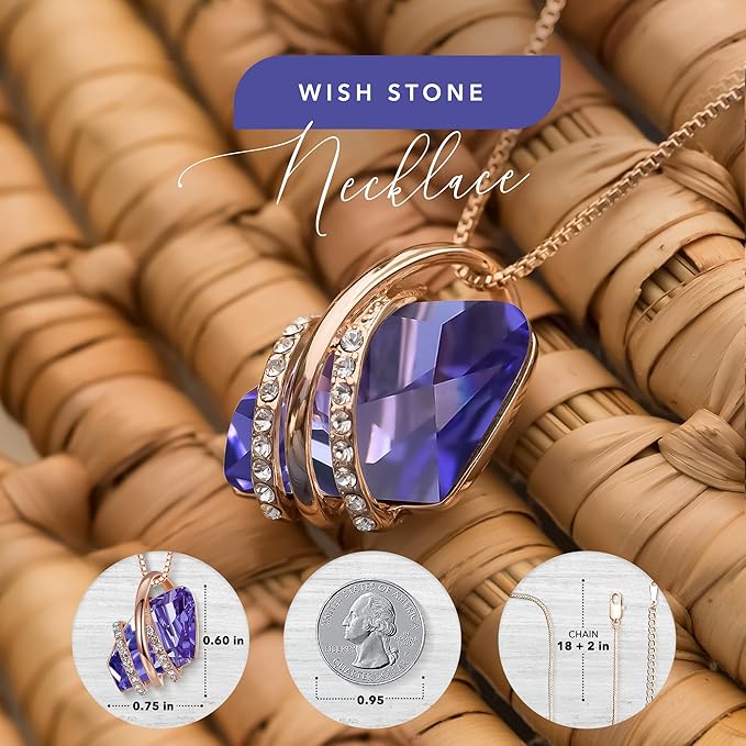 Infinity Love Heart Birthstone Earrings for Women, Crystal Stud Earrings with Healing Stones, Allergy-Free Jewelry for Women with Gift Box, Silver-tone Birthstone Crystals Earrings-02-February Birthstone-Tanzanite Purple - Image 5