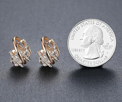 Infinity Love Heart Birthstone Earrings for Women, Crystal Stud Earrings with Healing Stones, Allergy-Free Jewelry for Women with Gift Box, Silver-tone Birthstone Crystals Earrings-04-April Birthstone-Clear White - Image 3