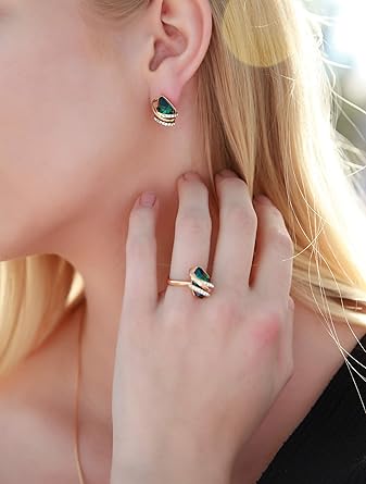 Infinity Love Heart Birthstone Earrings for Women, Crystal Stud Earrings with Healing Stones, Allergy-Free Jewelry for Women with Gift Box, Silver-tone Birthstone Crystals Earrings-05-May Birthstone-Emerald Green - Image 2